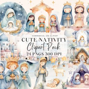 nativity Scene watercolor clipart