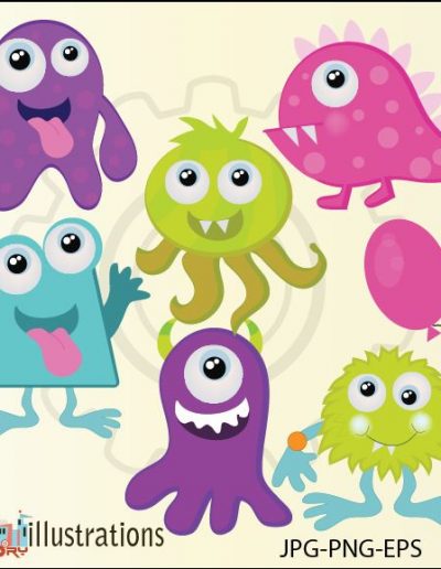 monsters prev Royalty Free ClipArt Bundle 74+ illustrations Gallery
