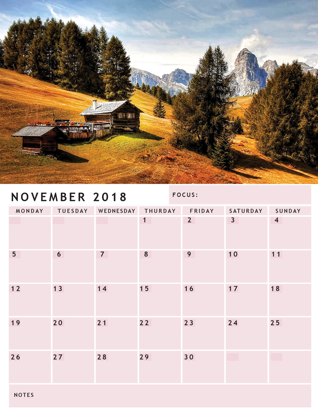 November 2018 Calendar Printable fall prev November 2018 Calendar Printable