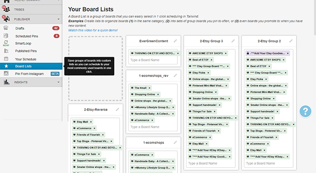 screencapture tailwindapp dashboard publisher lists 2019 02 18 14 11 16 Best Pinterest Scheduler to increase Traffic to Blog or Website