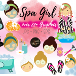 spamain creativemarket Spa Clipart Massage Nailpolish Cucumber Facemask clip art illustrations