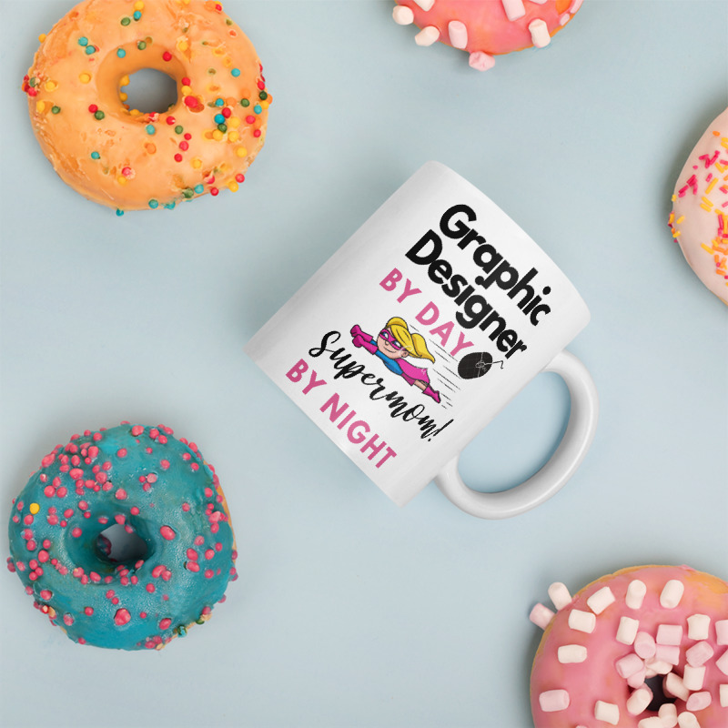 mockup Donuts Environment 11oz SuperMom Graphic Designer Coffee Mug