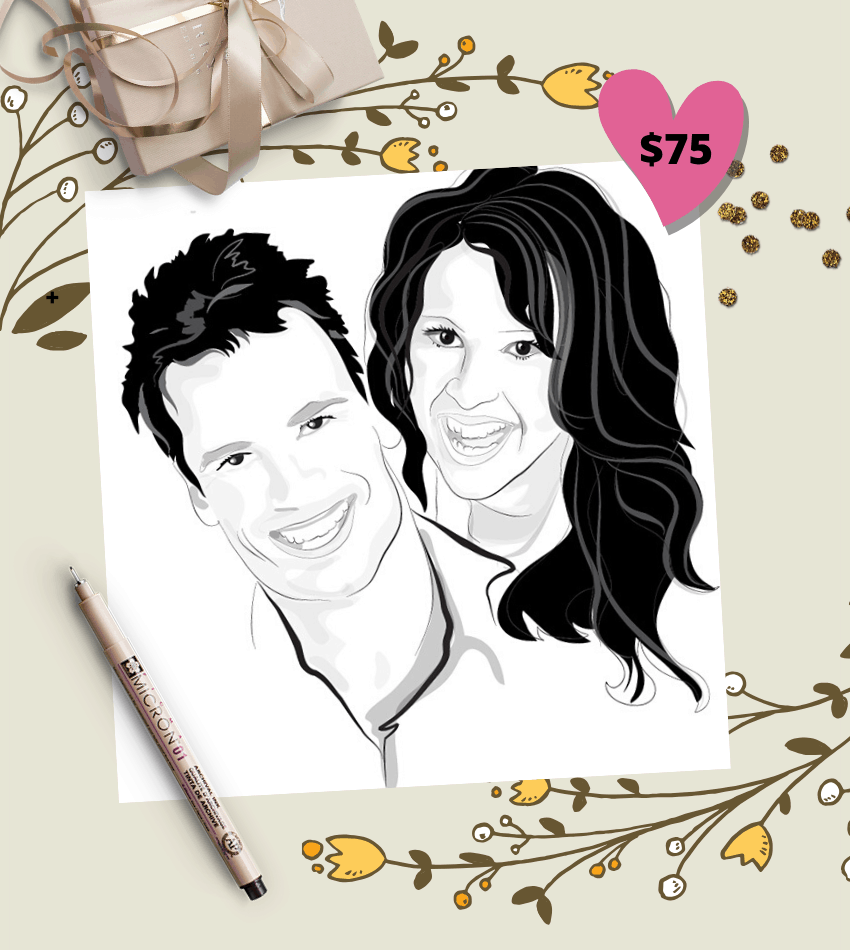 Preview planner pages 1 Valentines Day Gift for Him or Her Custom Portrait illustration