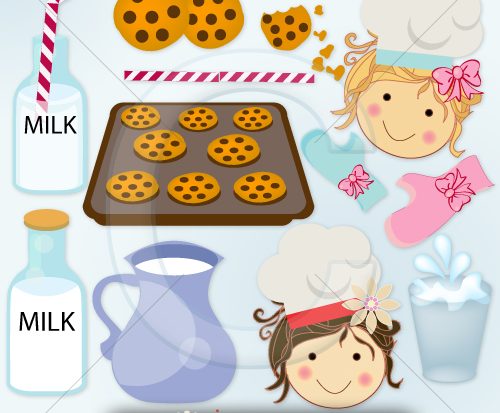 Mil and cookies Cute Digital Clipart
