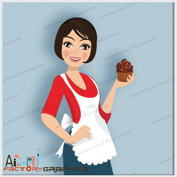 cupcake girl Custom illustration Girl Holding cupcake