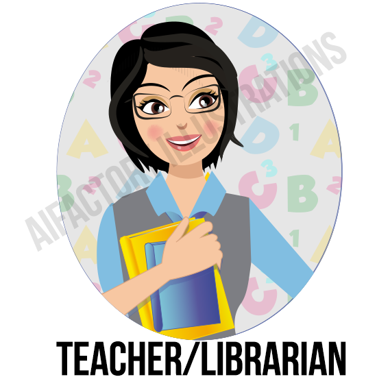 girl librairan teacher Custom Girl illustration Teacher