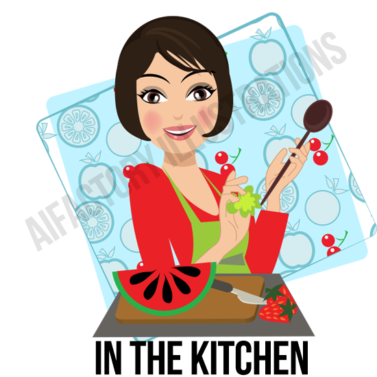 kitchen Cook Girl character illustration vector