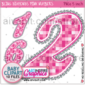Bling Diamond Numbers clipart