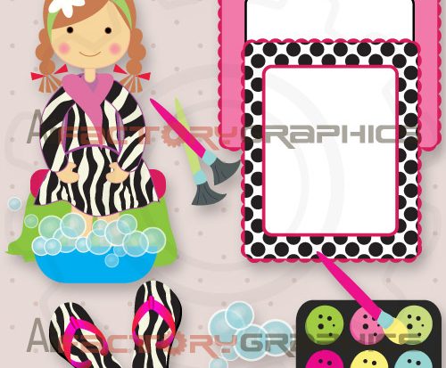 girl spa party decoration clipart