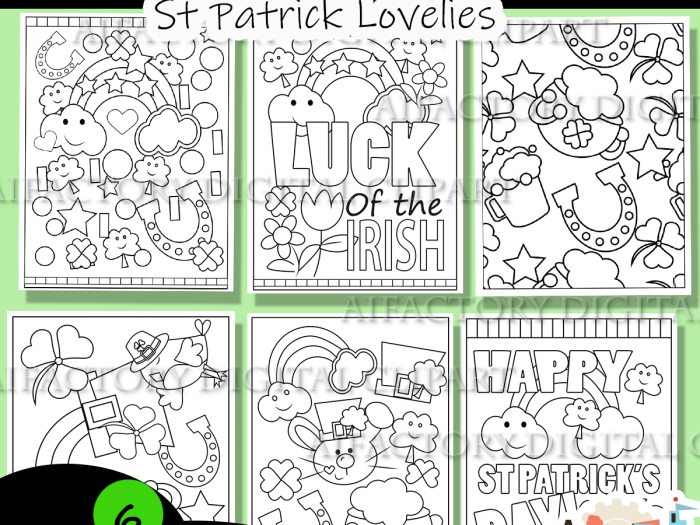 Patrick's Day Coloring Pages {Crafts made by Aifactory Clipart}