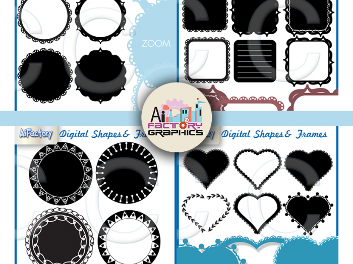 Black & White Cover Frames & Borders Various Shapes for Commercial Use
