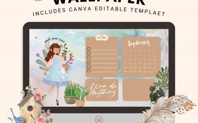 September Wallpaper + Desktop Calendar Pinterest Template