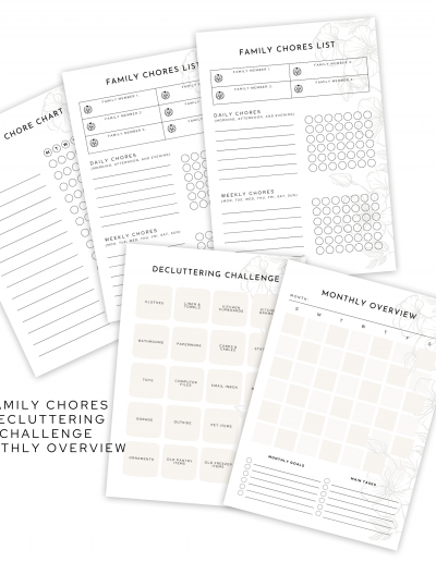decluttering cleaning organizational planner printable