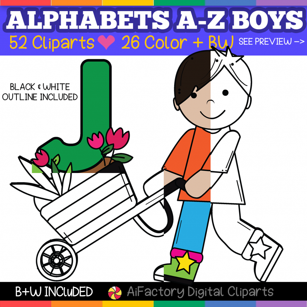 Boys Alphabetsc Teacher Clipart Alphabet Uppercase & LowerCase Letters