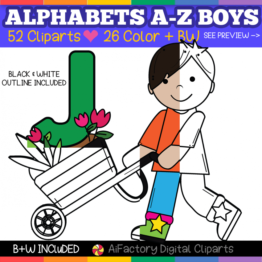 Boys Alphabetsc Alphabet Kids Uppercase Letters Clip Art for teacher / school