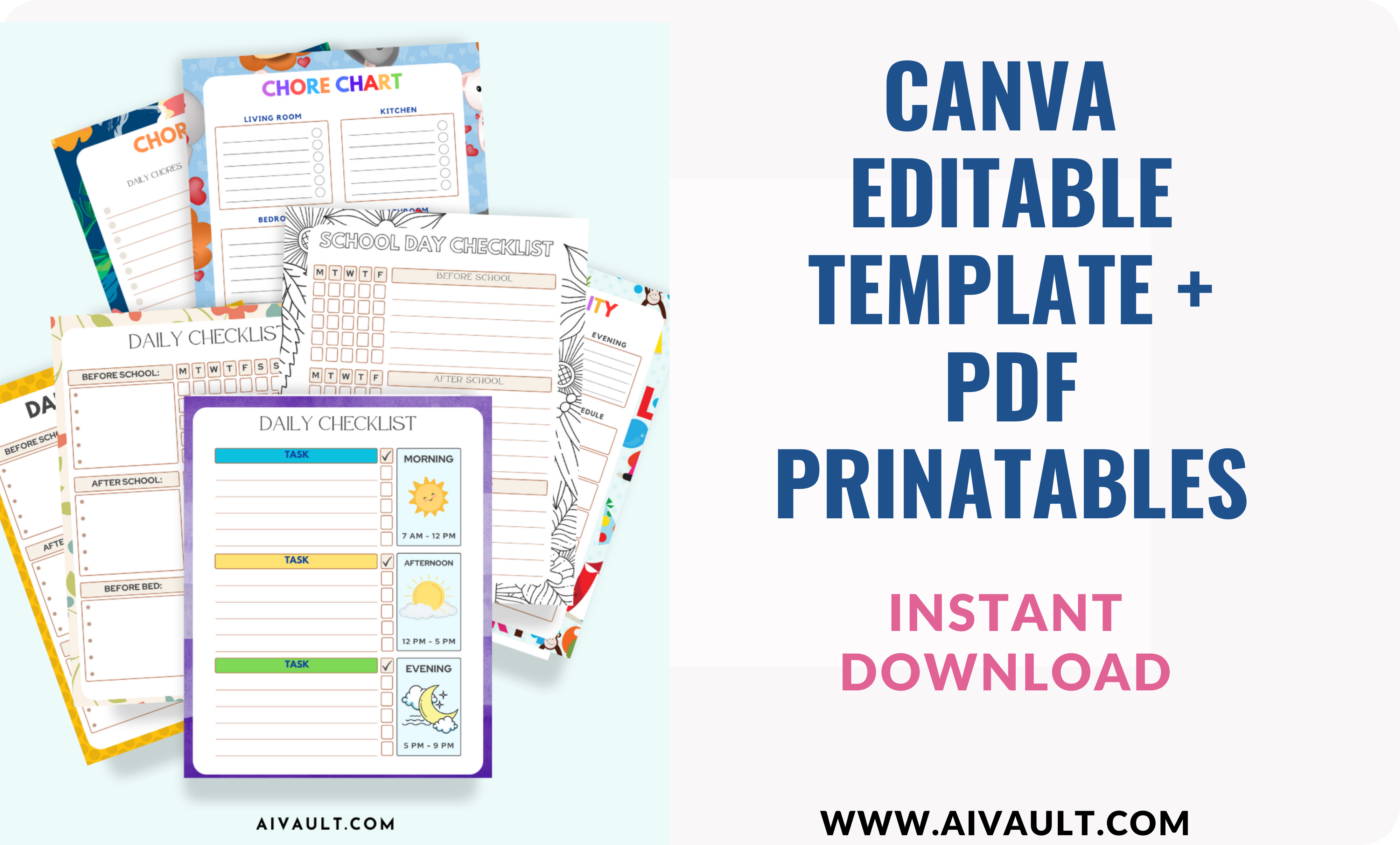 Canva Free Template Download Now (Editable) : Kids Chore Charts