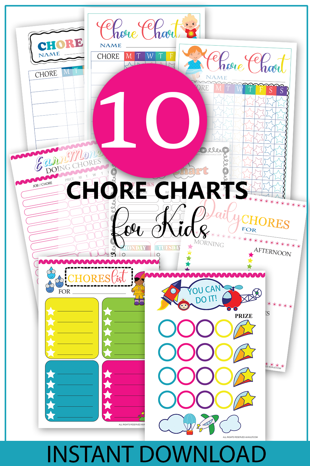 10 Best Chore Charts Free Printables PDF : Free Download