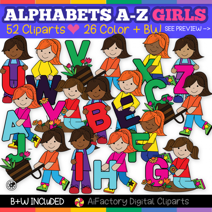 Girls Alphabets Free Digital Clipart