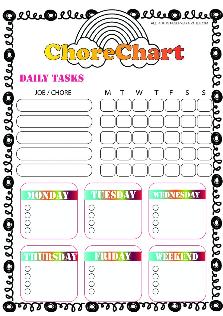 chorecharts 05 10 Best Chore Charts Free Printables PDF : Free Download