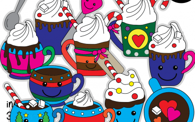 Hot Cocoa Mugs Clipart Christmas Holiday Chocolate Coffee cup