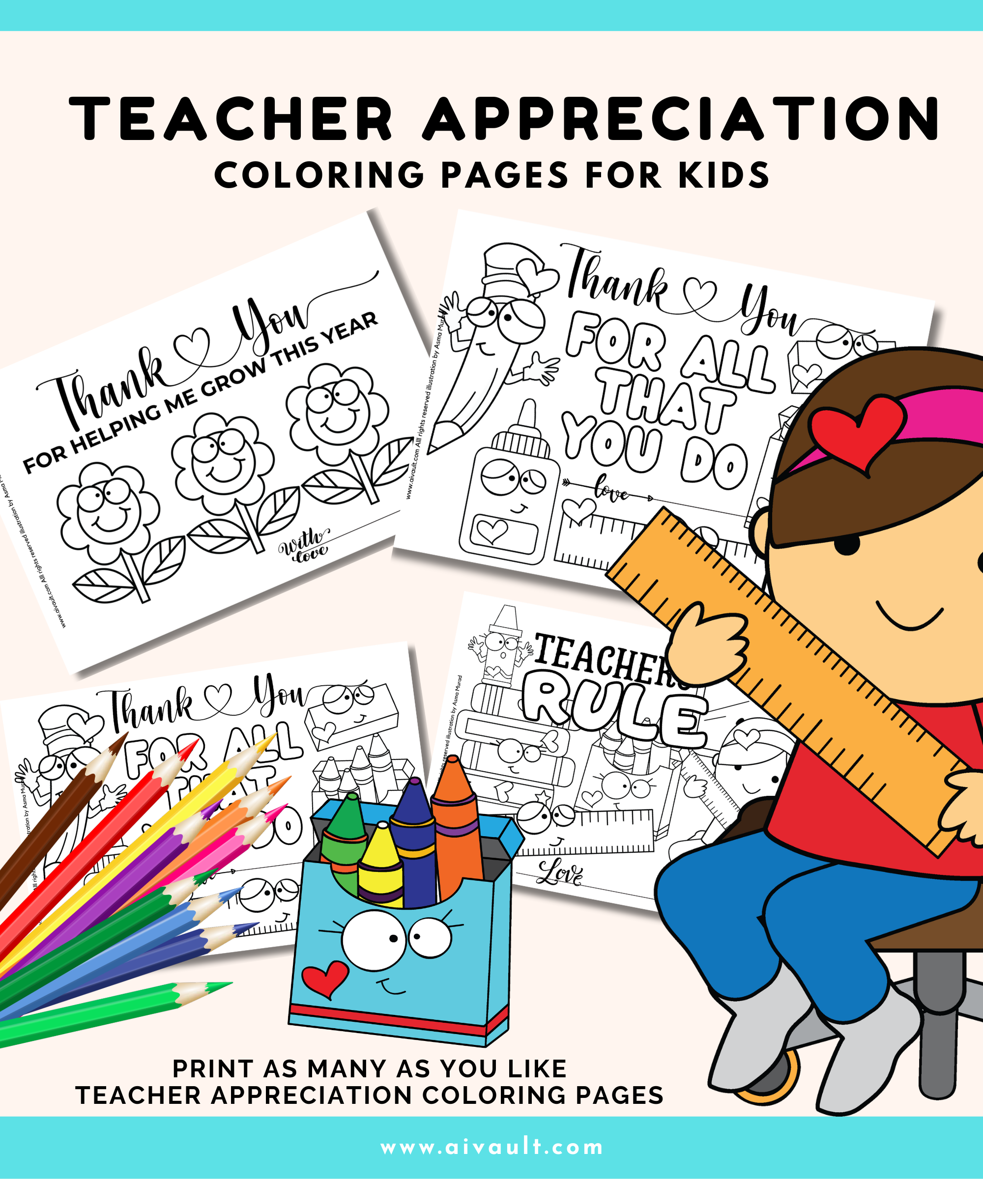 Clipart Bundles Teacher Appreciation Coloring Pages PDF Printables