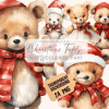 Christmas Teddy Bear Clipart Watercolor Commercial Use Clip Art