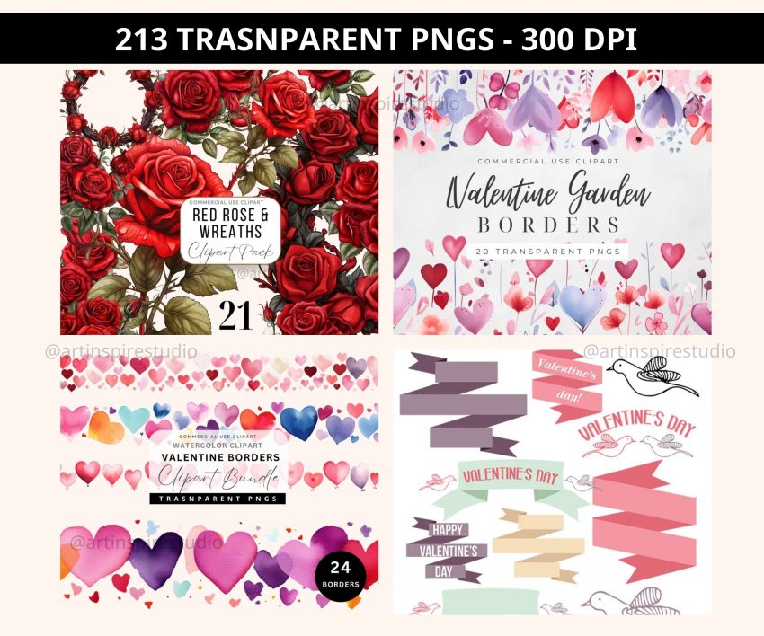 10 4 scaled Valentines Day Cliparts Bundle