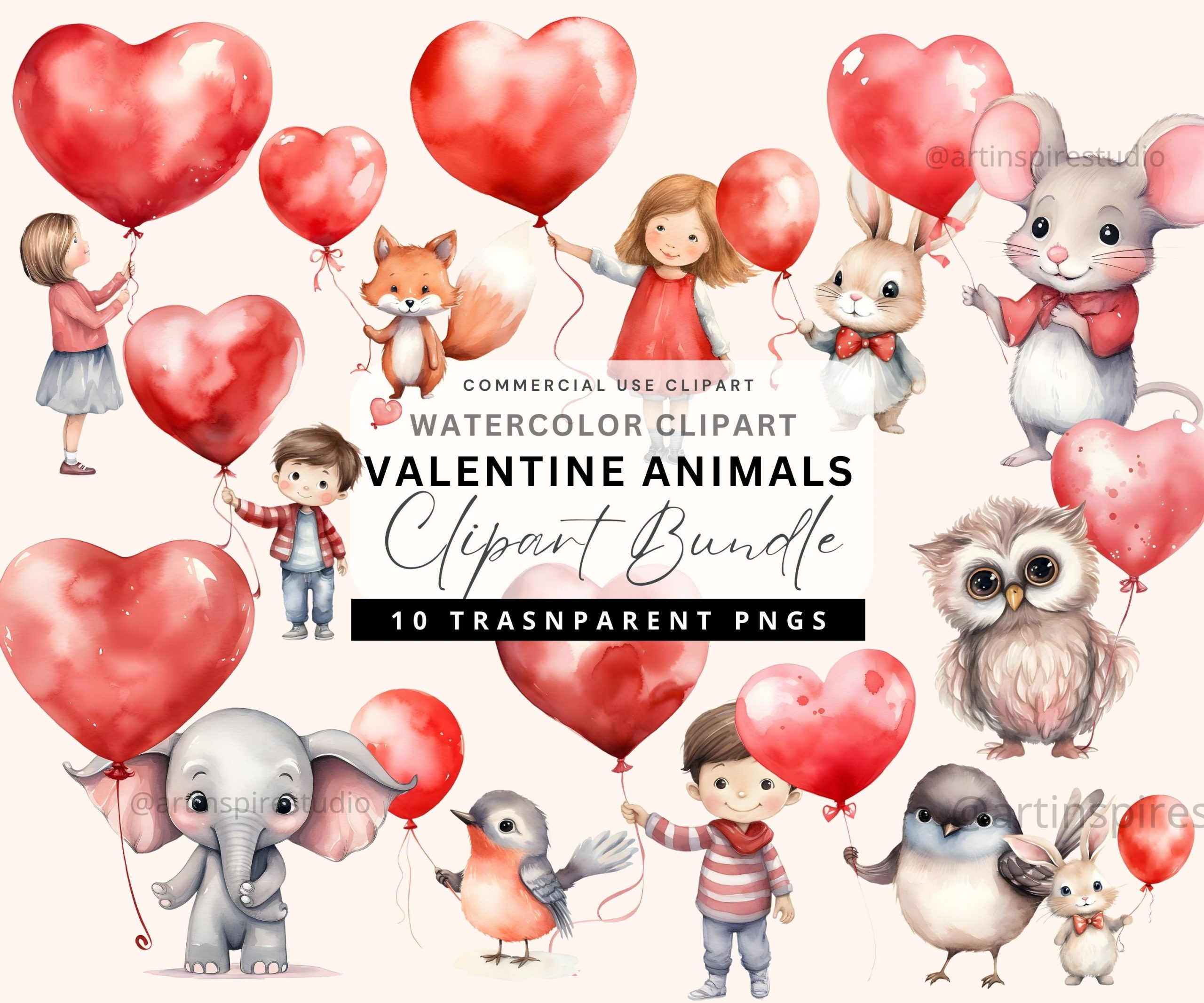 Cute Valentine Animals Cliparts