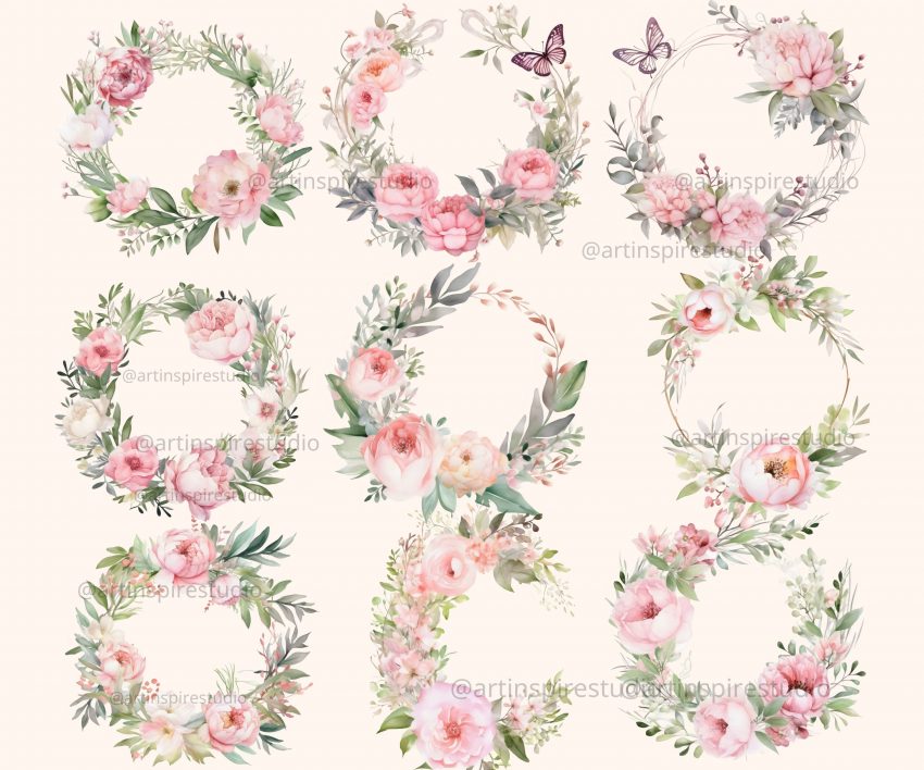 8 1 scaled Blush Pink Floral Wreath Clipart