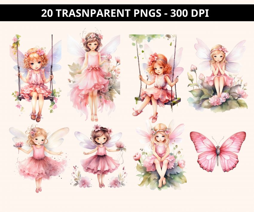 Pink Fairy Garden Clipart, fairy clip art fantasy clipart fairy tale butterfly png cute fairy enchanted forest garden butterfly png
