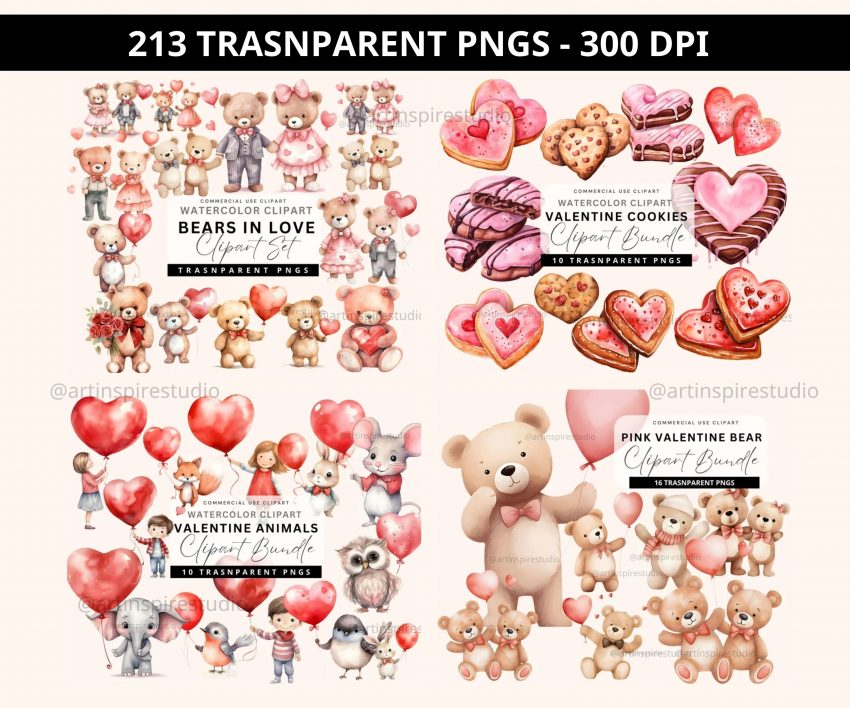 8 4 scaled Valentines Day Cliparts Bundle
