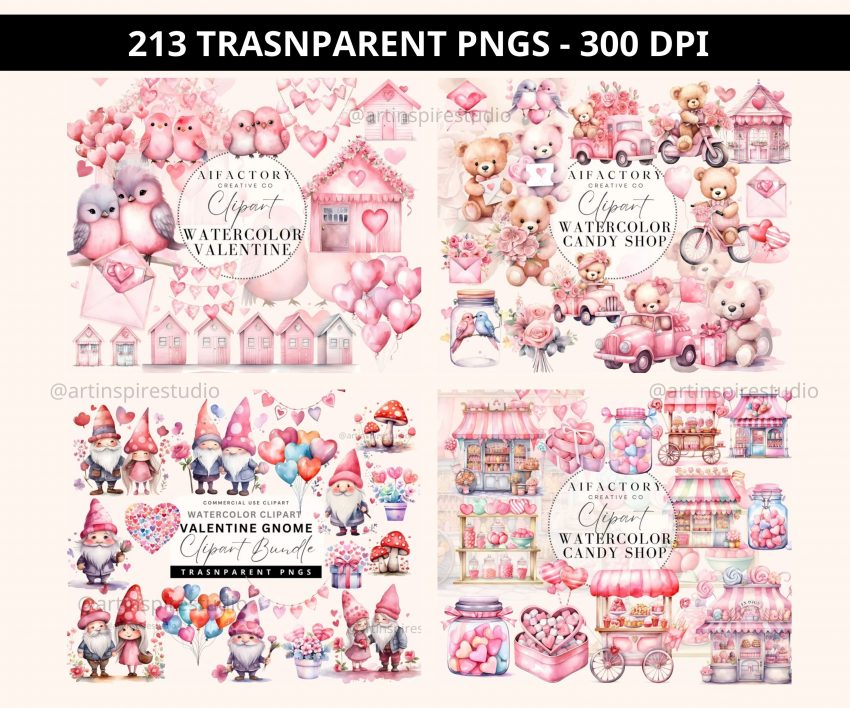 9 4 scaled Valentines Day Cliparts Bundle