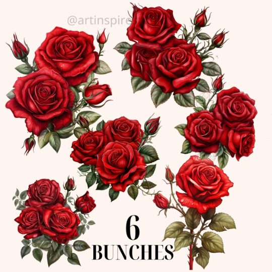 download 86 Red Roses Watercolor Clipart Bundle