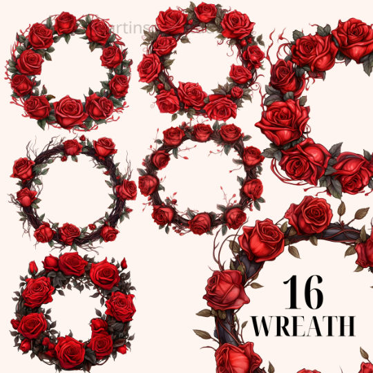 download 87 Red Roses Watercolor Clipart Bundle