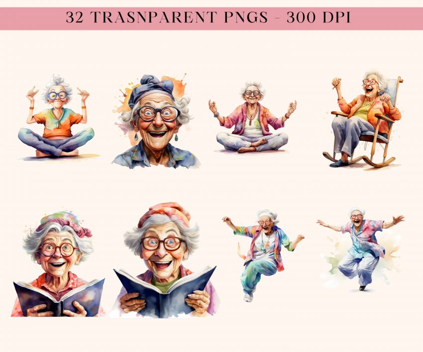 7 scaled Funny Old Grandma Clipart