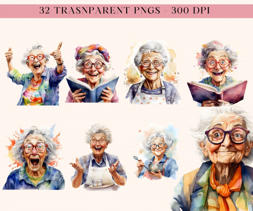 8 scaled Funny Old Grandma Clipart