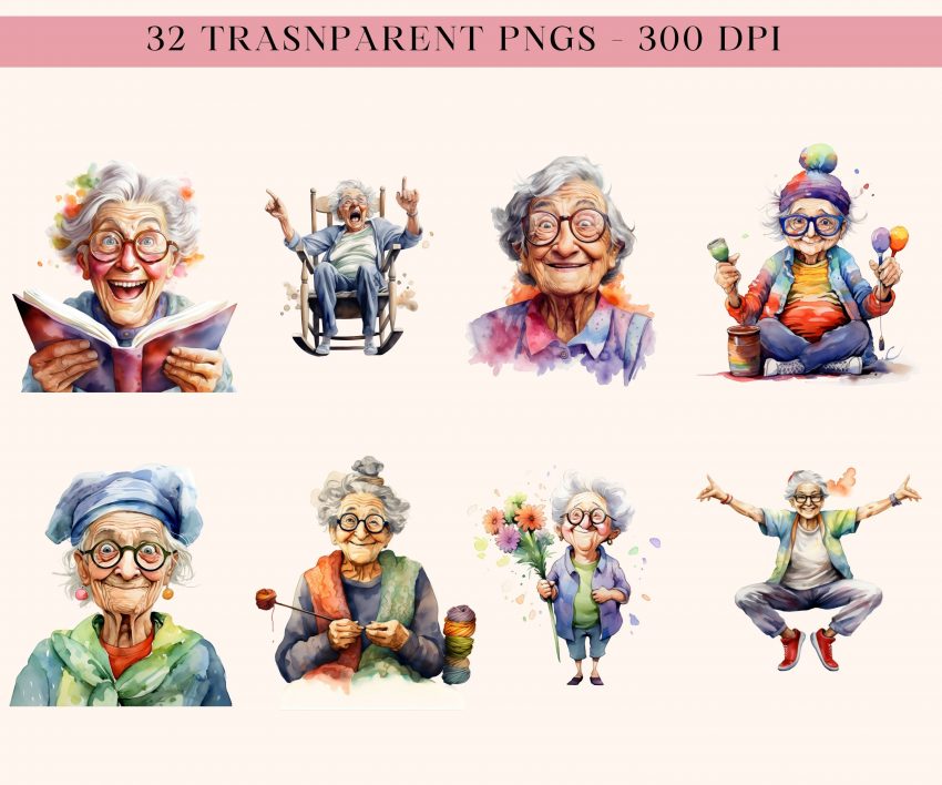 9 scaled Funny Old Grandma Clipart