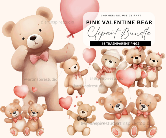 Cute teddy bear with balloons clipart